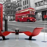 Fototapeta  Londyn czerwony autobus i budka telefoniczna